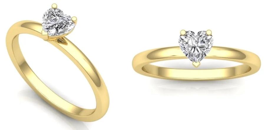 Klassik Heart Verlobungsring Gelbgold mit Herz-Diamant diamanten-mit-herzschliff