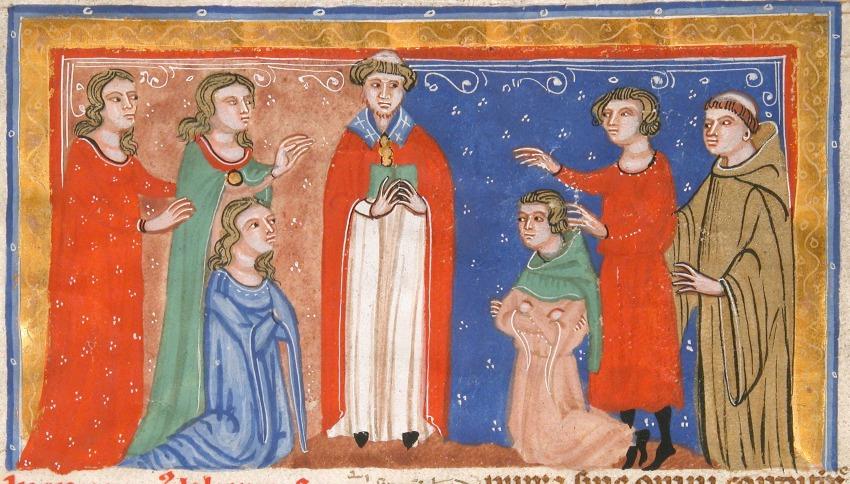Mittelalterliche Hochzeit mit Priester - Geschichte der Ehe
